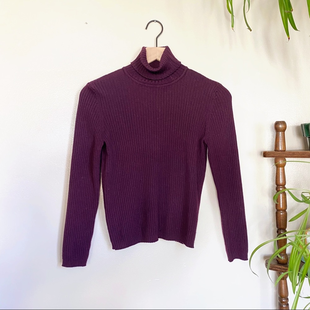 Lord & Taylor Merino Cropped Turtleneck Sweater